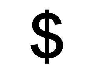 Obraz premium Bold black dollar sign symbol centered on a white background, evoking finance or wealth