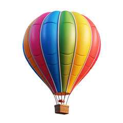 Fototapeta premium Colorful hot air balloon flying, isolated on a transparent background.