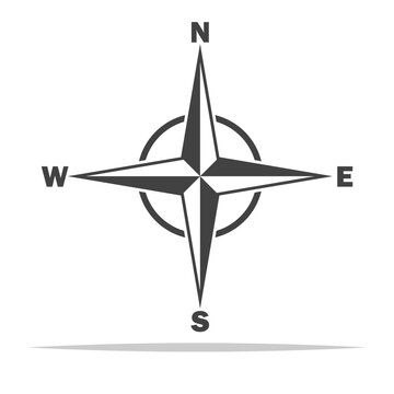 Four cardinal directions compass icon transparent vector isolated
