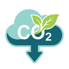 Obraz premium CO2 carbon dioxide capture and reduction concept with green leaves cloud