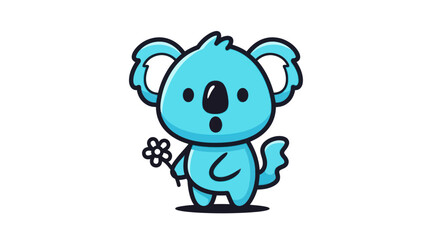 Fototapeta premium Cartoon koala holding flower