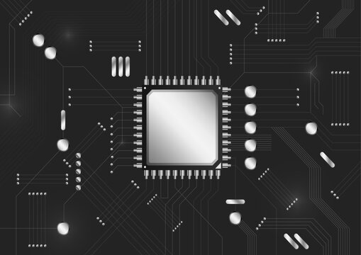 Vector graphic design, background for technology company, chip set, IC, network, cybersecurity, digital infrastructure, futuristic, high-tech, scalable, professional, corporate branding.