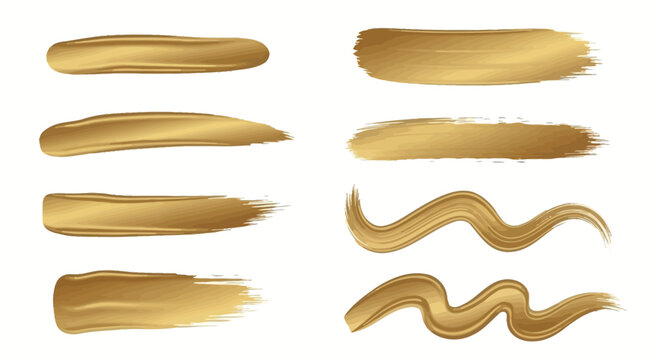 A collection of golden brush strokes and wavy lines, representing artistic elements and luxurious textures.