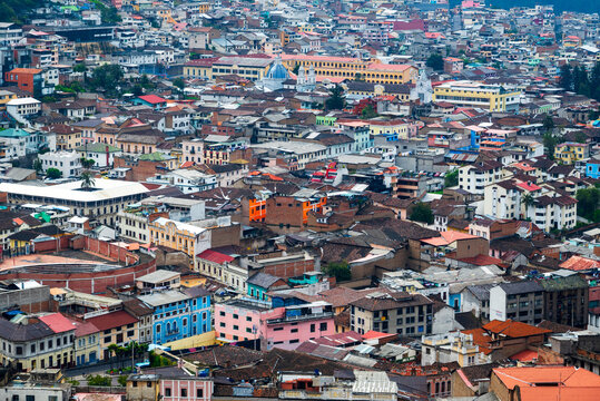 Dense buildings in downtown Quito, Ecuador