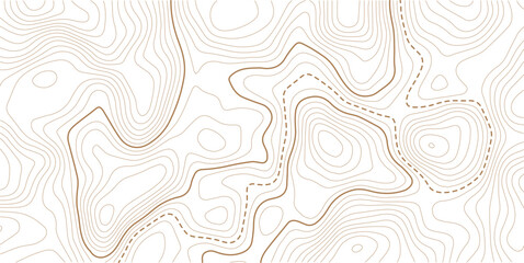 Topographic map background geographic line map with elevation assignments.The topo contour or wallpaper. Mountain trail terrain or path. Vector illustration..