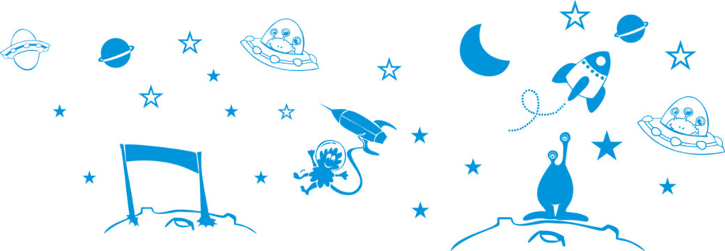 sketch vector illustration design silhouette caricature clipart cartoon character outer space technology for kids
