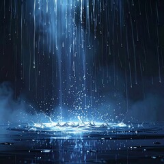 A mesmerizing depiction of rain falling on a body of water