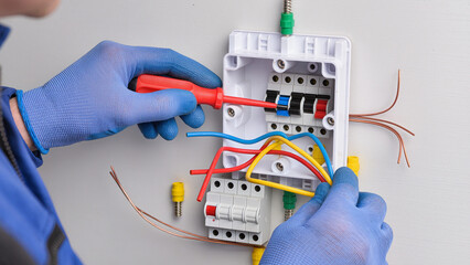 electrician testing electrical wires