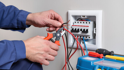 electrician fixing electrical outlet