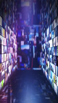 Digital media content tunnel creating immersive screen experience