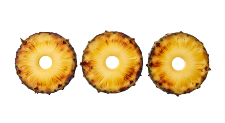 Three glowing yellow orange rings isolated on transparent background