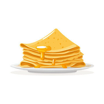 2D flat vector illustration of Crepes Suzette, clean and minimal icon style, isolated on white background.