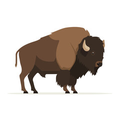 2D flat vector illustration of Bison, designed in a clean icon style and isolated on a white background. © Antoni