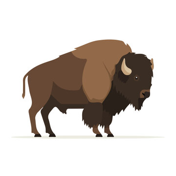 2D flat vector illustration of Bison, designed in a clean icon style and isolated on a white background.