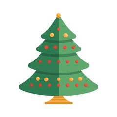 Modern flat 2D vector illustration of Christmas Tree, clean and minimal design, isolated on white background.