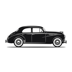 Obraz premium A sleek black vintage car with a classic design on a white background