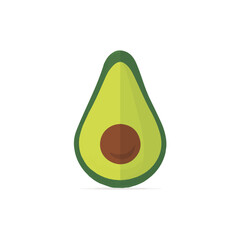 2D flat vector illustration of Avocado, clean and minimal icon style, isolated on white background.