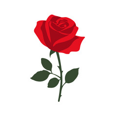 2D flat vector illustration of Red Rose, designed in a clean icon style and isolated on a white background.