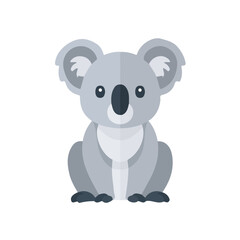 Simple flat 2D vector graphic of Koala, modern icon look, displayed on a pure white background.