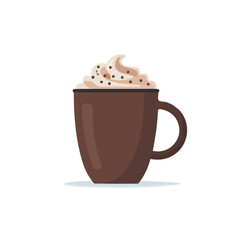 Flat 2D vector illustration of Hot Chocolate, simple icon style on a clean white background.