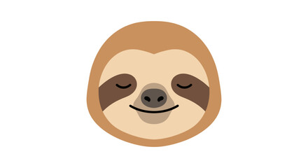 Fototapeta premium Cute cartoon sloth face illustration with closed eyes and a gentle smile.