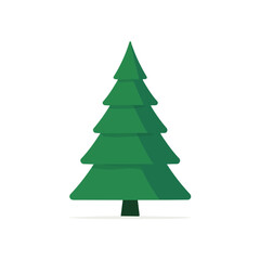 Christmas Tree, 2D flat vector illustration, simple and modern style, isolated on a plain white background.