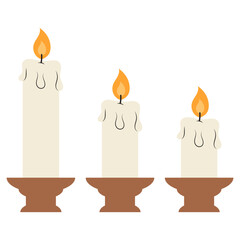 Fototapeta premium Burning Wax Candle Set