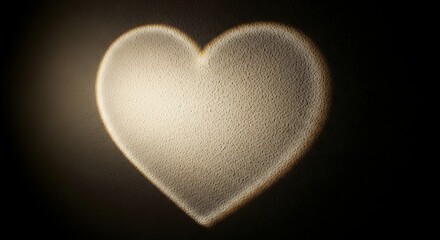 Heart shape light projection on a textured wall