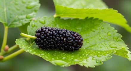 Mulberry fruit in the leaf