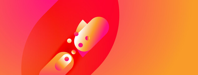 Abstract vibrant gradient background. Orange, red, pink hues blend smoothly. Bubbles add depth, visual interest. Modern design element.