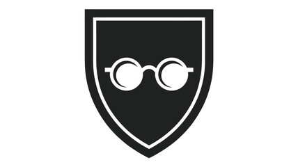 Minimalist Shield Icon with Round Glasses - Symbol of Knowledge and Protection