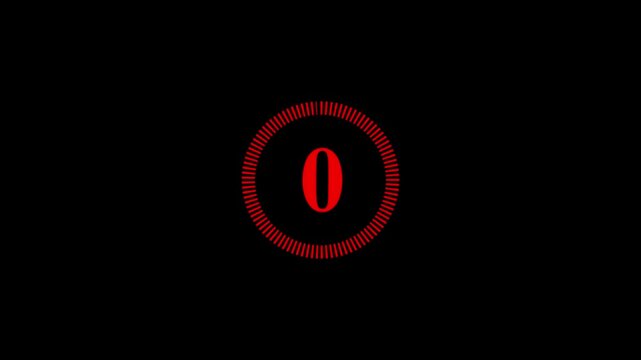 Random dial design. Circle countdown timer one minute animation from 5 to 0 second animation. Modern flat design with animation. neon circle and number looping animated