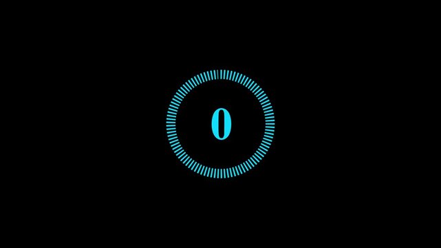 Random dial design. Circle countdown timer one minute animation from 5 to 0 second animation. Modern flat design with animation. neon circle and number looping animated