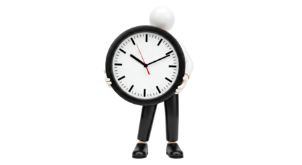 3D Stick Figure Holding a Large Clock