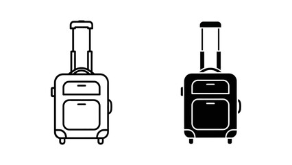 A minimalist vector graphic illustration of two suitcases in line art style
