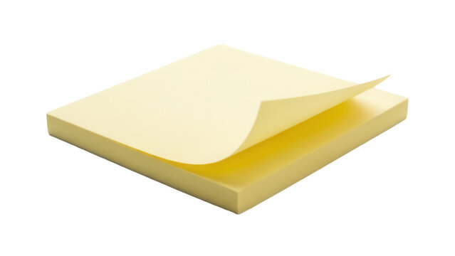 Stack of yellow sticky notes PNG isolated on transparent background, adhesive memo pad for reminders and office organization