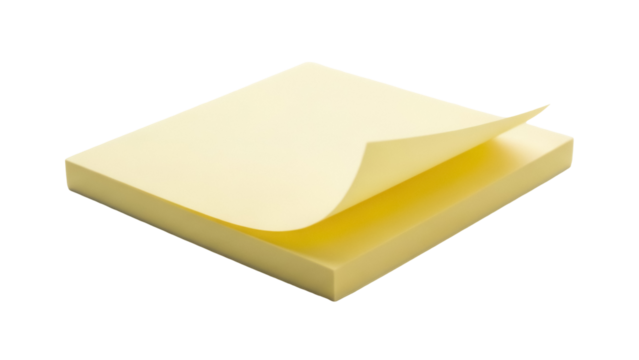 Stack of yellow sticky notes PNG isolated on transparent background, adhesive memo pad for reminders and office organization - Powered by Adobe