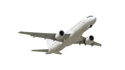 Modern white passenger airplane isolated PNG on transparent background, commercial aviation for travel and transportation industry