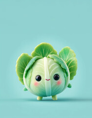 cabbage character with shiny glossy leaves