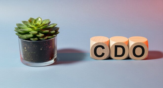 Chief Data Officer Concept with Succulent Plant: Strategic Leadership and Information Governance Illustration