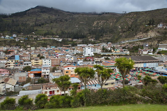 Panoramic view of Alausi from Mirador San Pedro, Chimborazo Province, Ecuador, South America
