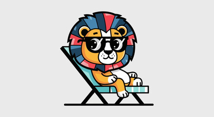 Cartoon lion relaxing in a chair © Iwak