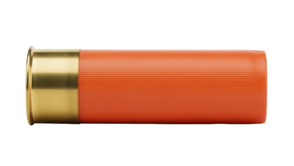Orange shotgun shell isolated PNG, ammunition for hunting and sport shooting on transparent...