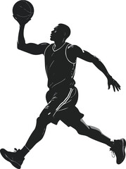 Obraz premium Black and White Basketball Player Silhouette