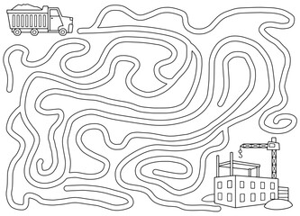 Construction maze graphic black white sketch illustration vector