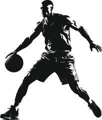 Black and White Basketball Player Silhouette