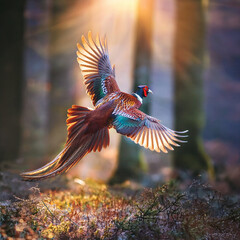 pheasant, in flight, game, bird, forest, wild, hunt, to hunt, nature, on the move, on the ground