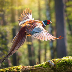 pheasant, in flight, game, bird, forest, wild, hunt, to hunt, nature, on the move, on the ground
