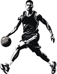 Black and White Basketball Player Silhouette