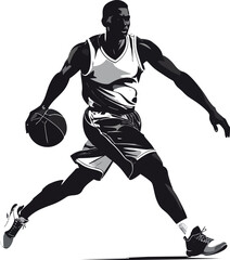 Black and White Basketball Player Silhouette